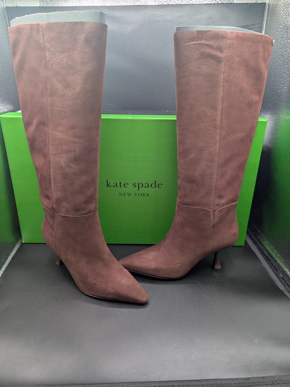 Kate Spade Brown Suede Knee-High Pointed Toe Boots